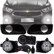 Kit Farol Neblina Milha Onix Prisma LT até 2013 / Onix Prisma Joy 2017 2018 2019 Botão Led Azul