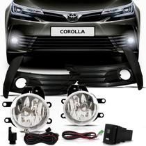 Kit Farol Neblina Milha Toyota Corolla 2018 até 2019 Moldura preta com botão painel