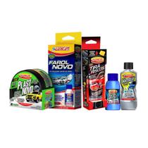Kit Farol Novo Tira Riscos Renovador Detergente e Repelente Kit Farol Novo Tira Riscos Renovador Detergente e Repelente