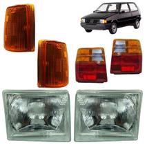 Kit Farol + Pisca Ambar + Lanterna Tricolor Uno 1984 Á 1990