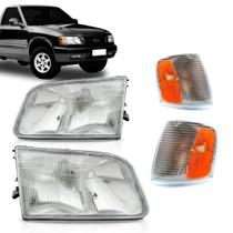 Kit Farol S10 Blazer 1995 A 1999 Par Pisca Cristal Ambar