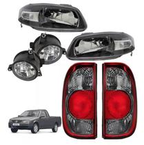 Kit Farol Saveiro G4 Mascara Negra + Par Lanterna Fumê Milha