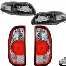 Kit farol saveiro g4 mascara negra + par lanterna tras bicolor