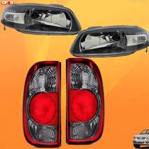 Kit Farol Saveiro G4 Mascara Negra + Par Lanterna Tras Fumê