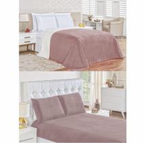 Kit Fascinio Queen Cobertor + Lençol 4 Peças - Rosê