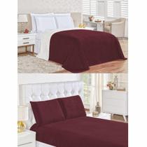 Kit Fascinio Queen Cobertor + Lençol 4 Peças - Vinho