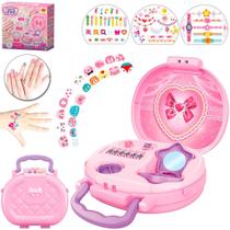 Kit Fashion Infantil Unhas Adesivo Conjunto De Beleza Rosa - Dm Toys