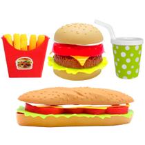 Kit Fast Food com 2 Lanches de Hambúrguer Baguete com Batatinha e Refrigerante