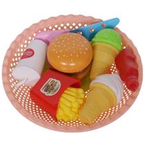 Kit Fast Food Comidinha Infantil com Cesta 9 pçs Kit Fast Food Comidinha Infantil com Cesta 9 pçs
