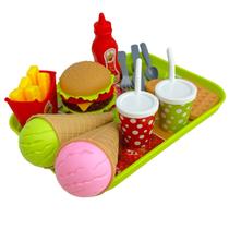 Kit Fast Food Hora do Lanche 24 Peças Brinquedo Comidinhas