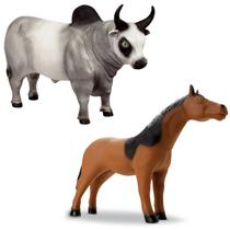 Kit Fazenda Touro Boi Cavalo Animais Grandes Em Vinil Macio Kit Fazenda Touro Boi Cavalo Animais Grandes Em Vinil Macio