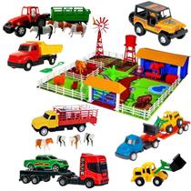 Kit Fazendinha Caminhão Boi Jeep Trator Carrinho Infantil