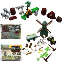 Kit fazendinha trator, animais e catavento