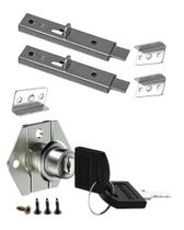 Kit Fechadura 22mm Com Trinco Armário 2 Portas Guarda Roupa - soprano Kit Fechadura 22mm Com Trinco Armário 2 Portas Guarda Roupa - soprano