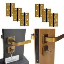 Kit Fechadura 7 Quartos + 3 Banheiros + 10 Dobradiças - MGM