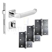 Kit Fechadura Banheiro Tera Imab + 3 Dobradiças C/Reto de Inox