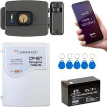 Kit Fechadura Com Tag Portão Externa App Bluetooth + Bateria