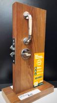 Kit Fechadura De Porta De Banheiro De Correr C/ 2 Puxadores metal cromado