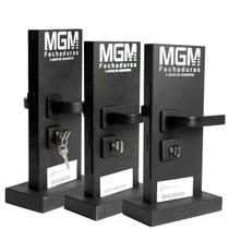 Kit Fechadura de Porta Interna Banheiro Externa Roseta Módena Preta MGM