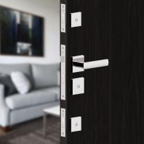 Kit Fechadura Design Tetra Chave Roseta Quadrada 55mm Cromado 841T817KIT3CR 3F