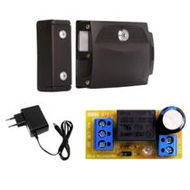 Kit Fechadura Elétrica F90 12v + Fonte com pino 12v + Relé para fechadura