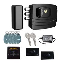 Kit fechadura eletronica agl ultra card preta + 3 tag extras