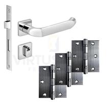 Kit Fechadura Externa Tera Imab + 3 Dobradiças C/Reto de Inox Kit Fechadura Externa Tera Imab + 3 Dobradiças C/Reto de Inox