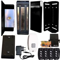 Kit Fechadura Magnética Eletroimã 150kg Preto Porta Vidro Blindex Controles Receptor Sem Fio Completa Kit Fechadura Magnética Eletroimã 150kg Preto Porta Vidro Blindex Controles Receptor Sem Fio Completa
