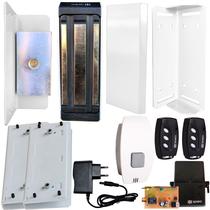 Kit Fechadura Magnética Eletroímã Botoeira Sem Fio Controles Blindex Porta Vidro Branca