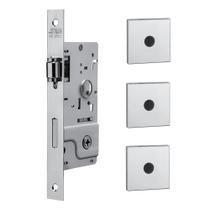 Kit Fechadura Rolete Tetra Stam 800 Roseta Quadrada Inox + 2 Travas Auxiliares