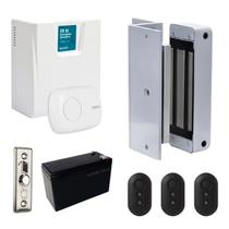 Kit Fechadura Trava Magnética Eletroimã Completo Fonte Receptora e Controles Kit Fechadura Trava Magnética Eletroimã Completo Fonte Receptora e Controles