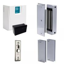 Kit Fechadura Trava Magnética Eletroimã Para Porta de Vidro Com Suporte Completo Kit Fechadura Trava Magnética Eletroimã Para Porta de Vidro Com Suporte Completo