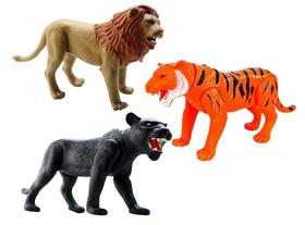 Kit Felinos da Natureza - Leão, tigre e Pantera - Articulados