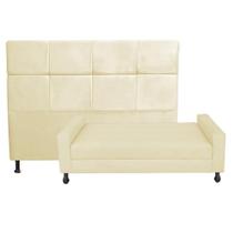 Kit Félix com Cabeceira Damares 1,00 cm Solteiro Baú Quarto Sala Suede Bege - Damaffe Móveis Kit Félix com Cabeceira Damares 1,00 cm Solteiro Baú Quarto Sala Suede Bege - Damaffe Móveis