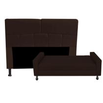 Kit Félix com Cabeceira Dona 1,95 cm King Size Baú Quarto Sala Suede Marrom - Damaffe Móveis