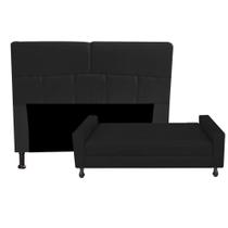 Kit Félix com Cabeceira Dona 1,95 cm King Size Baú Quarto Sala Suede Preto - Damaffe Móveis