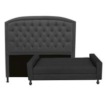 Kit Félix com Cabeceira Geovana 1,95 cm King Size Baú Quarto Sala material sintético Preto - Damaffê Móveis