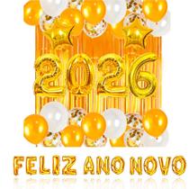 Kit Feliz Ano Novo Reveillon Completo Balões Cortina Frase E Números Kit Feliz Ano Novo Reveillon Completo Balões Cortina Frase E Números