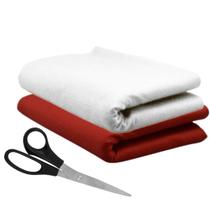 Kit Feltro Liso Vermelho e Branco + Tesoura p/ Artesanato