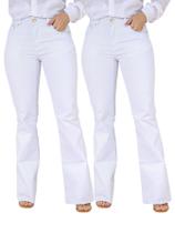 KIT Feminino 2 peças - Calça Flare Sarja Branca KIT Feminino 2 peças - Calça Flare Sarja Branca