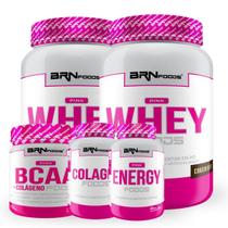 Kit Feminino: 2x Pink Whey 900g + Pink BCAA 250g + Pink Energy 60caps + Colagen 100caps - BRN Foods