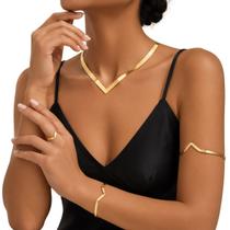 Kit Feminino 4 Peças Colar Pulseiras Anel Elegante Luxo Fest - Kit Feminino 4 Peças Colar Pulseiras Anel Elegante Luxo Fest -