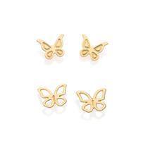 Kit Feminino Brinco Borboletas Banhado a Ouro 18k 527367 Kit Feminino Brinco Borboletas Banhado a Ouro 18k 527367