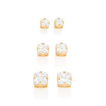 Kit Feminino Brincos Solitários Banhados a Ouro 18k 527039 Kit Feminino Brincos Solitários Banhados a Ouro 18k 527039