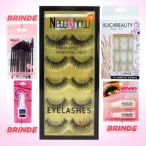 Kit feminino cartela unha cilios postiços natural