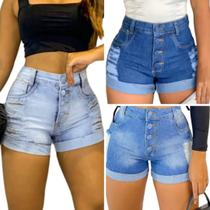 Kit Feminino Com 3 Shorts Modeladores Hot Pants Jeans