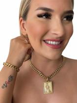 Kit Feminino Cordao Pulseira Ping 10mm Grumet Banhado Ouro