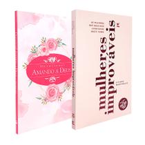 Kit Feminino Devocional Amando a Deus - Rosas Aquarela + Mulheres Improváveis