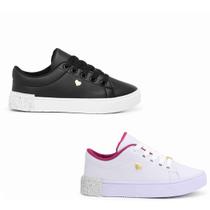 Kit Feminino Dois Pares De Tênis Infantil Confortável Em Alta Qualidade Kit Feminino Dois Pares De Tênis Infantil Confortável Em Alta Qualidade