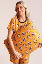 Kit Feminino Personalizado Pijama Curto + Fronha Laranja
